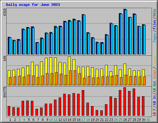 Daily usage for June 2023
