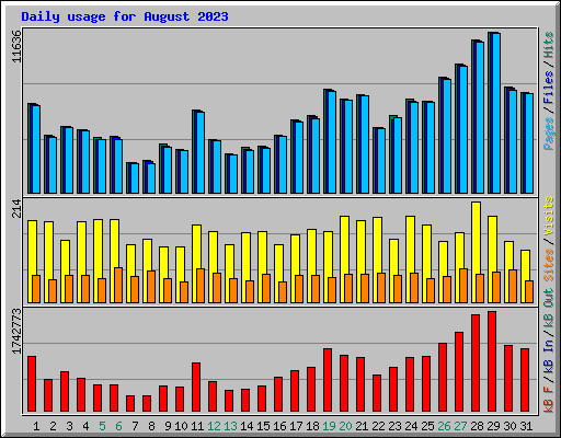 Daily usage for August 2023