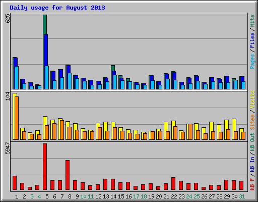 Daily usage for August 2013