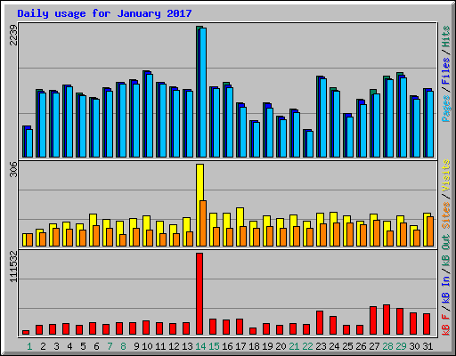 Daily usage for January 2017