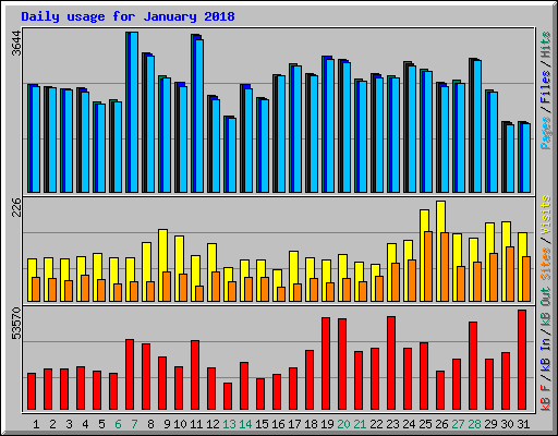 Daily usage for January 2018