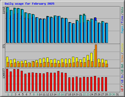 Daily usage for February 2025