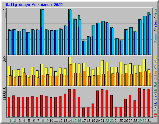 Daily usage for March 2025