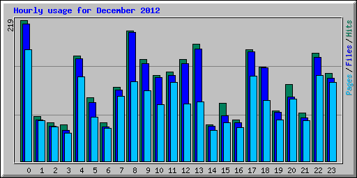 Hourly usage for December 2012